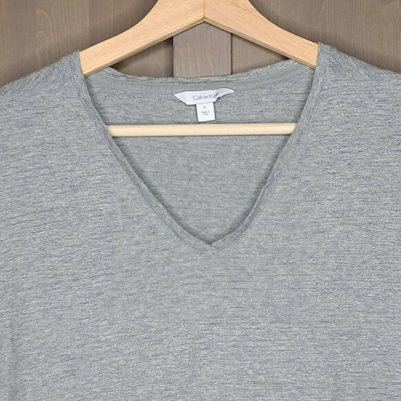 Calvin Klein Shirt Mens Extra Large Gray V-neck Short Sleeve Cotton Casual Basic - Picture 8 of 11